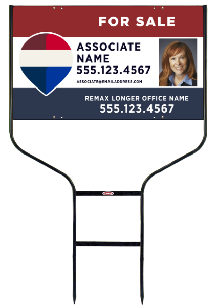 Round Rod Frame and Associate Name w Photo Sign Panel Unit, 18h x 30w, Steel